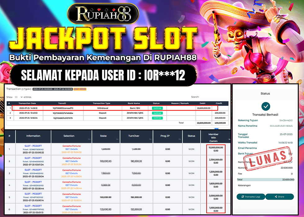 RUPIAH88 JACKPOT SLOT WILD BANDITO Rp.22.600.000,- LUNAS